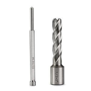 OSCARBIDE 1/2"X2" HSS Annular Cutter 1/2 inch Cutting Diameter 2 inch Depth of Cut,3/4 inch Weldon Shank 2 Flat Mag Drill Bit with Pilot Pin for Magnetic Drill Press,1 Piece