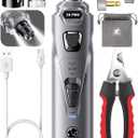 Whisper Quiet Dog Nail Grinder with 4 LED Lights, Safe & Stress-Free for Sensitive Dogs Cats of All Breeds & Sizes, 3 Grinding Bits, 3-Speed, Pet Nail Trimmers, Rechargeable Painless Grooming Kit Grey