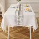 Deep Dream Table Cloth Rectangle Table, Rustic Waterproof Cotton Linen Tablecloths, Wrinkle Free Farmhouse Style Table Cloths for Parties, Kitchen Dining, Holiday, 55''x120'',10-12 Seats