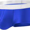 ZONBAILON Men's Sexy Underwear Bulge Pouch Ice Silk Underpants Low Rise Trunks Short Leg Boxer Briefs (Large, 1 Pc-Blue)