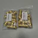 2 x Boltigen Plumbing Fittings 1/2 inch, 6pack No Lead Brass Push Fit to Connect Couplings, 2pcs Straight, 2pcs 90 Degree Elbows, 2pcs Tee, with Disconnect Clip, for Connecting Copper, PEX, CPVC