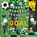 Soccer birthday Party Decorations, Soccer Birthday Party Supplies Kit, Include Sport Themed Birthday banner, Foil Fringe, Hanging Swirls, Soccer Balloons, Cake & Cupcake Toppers