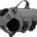ICEFANG Tactical Dog Operation Harness with 6X Buckle,Dog Molle Vest with Handle,3/4 Body Coverage,Hook and Loop Panel for ID Patch,No Pulling Front Clip (S (22"-27" Girth), Wolf Gray) (Small (Pack of 1))