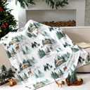 Christmas Throw Flannel Blanket Winter Elk Cozy Fuzzy Warm Throw Blanket with Holiday Themed Print Christmas Gift for Winter Couch Sofa Bed Home Decor 62x48 Inch