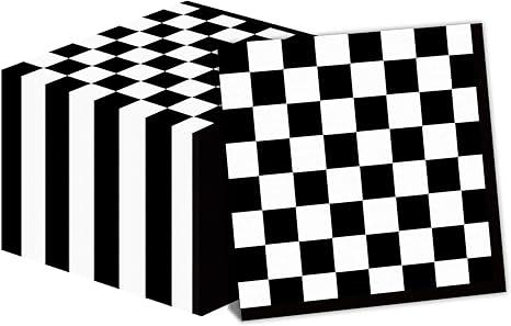 50 Pack Black and White Checkered Flag Party Napkins Disposable Race Car Birthday Party Supplies Racing Car Theme Party Paper Lunch Napkins for Baby Shower Kids Men Party Decorations Favors