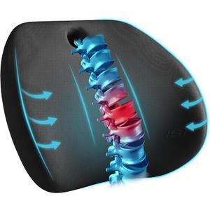 Skechers Lumbar Support Pillow for Office Chair, Memory Foam Lumbar Pillow, Lower Back Pain Relief Lumbar Pillow, Ergonomic Design Back Support Pillow for Office Chair, Car, Home, Travel, Black