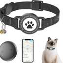 GPS Tracker for Cats, Waterproof GPS Cat Trackers Cats Collar with Bells, No Subscription, GPS Cat Collar, Adapt with Apple Find My (iOS Only) Finder Tag for Items Vehicles, Pets, Kids (Black)