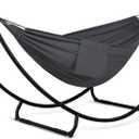 SUNCREAT Hammocks for Outside with Stand, Porch Hammock and Stand, 475 lbs Capacity, Patent Pending, Dark Gray