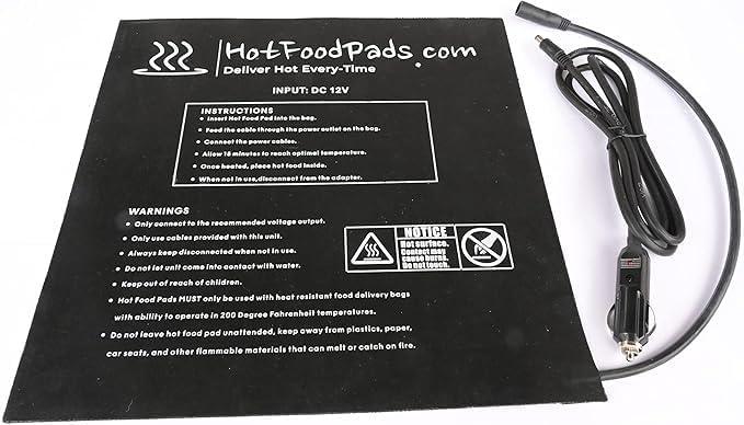 12"x12" Large Food Delivery Heated Pad for Bag Car 12v. DC Pizza Warmer for Belleford, Herculean, Homevative, BlueVoy, Kibaga, NZ Home, Rubbermaid fits 23"x14"x15" (Silicone w/Thermostat, 12x12)