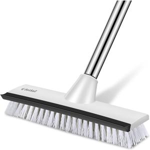 SetSail Floor Scrub Brush with 51-Inch Long Adjustable Handle 2 in 1 Scrape Brush Stiff Bristle Floor Scrubber for Cleaning Shower Bathroom Garage Kitchen Wall Deck Tub Tile (Black White)