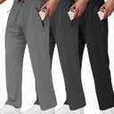 lomsoe 3 Pack Men's Athletic Pants with Zip Pockets, Lightweight Workout Sweat Pants Gifts for Men (Black, M)