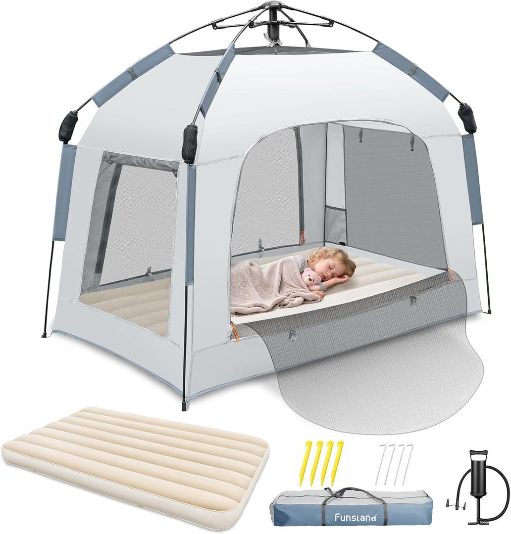 Inflatable Toddler Travel Bed with Tent: Air Mattress Portable for Camping
