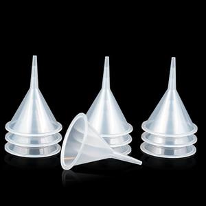 Mini Clear Polyethylene Funnel Kit - 10 Pcs Narrow Neck Funnels for Perfume, Water Bottle, Powder, Capsule, Oils, Kitchen, Lab & More