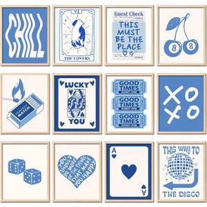 TRAMIN 12 Pcs Blue Lucky Poster, Playing Card Wall Art, Funky Posters Aesthetic Pictures, Poker Room Decor, Blue Trendy Wall Art, Retro Ace Prints Queen of Hearts Decor for Bedroom (8x10 UNFRAMED) TRAMIN 12 Pcs Blue Lucky Poster, Playing Card Wall Art, Funky Posters Aesthetic Pictures, Poker Room Decor, Blue Trendy Wall Art, Retro Ace Prints Queen of Hearts Decor for Bedroom (8x10 UNFRAMED)