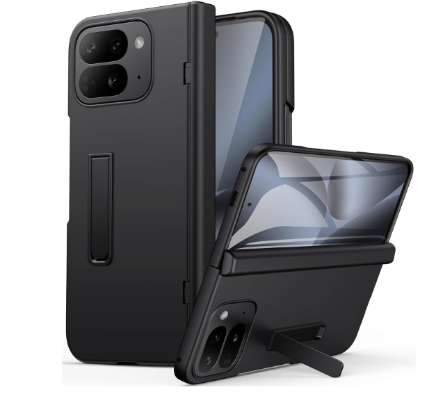 ASAFCASE for Google Pixel 10 Pro Fold Case with Stand, Hinge Protection & Outer Screen Protector, Slim Rugged Shockproof Durable Phone Protective Cover Case for Google Pixel 10 Pro Fold 5G 2025, Black