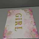 16.5'' Extra Large Baby Girl Gift Bag Set with Handles, Greeting Card, Pink Tissue Papers and Stickers for Girls Kids for Baby Shower, Girls' Birthday Party, Newborn, New Moms, Little One, 1st Baby, Gold Glitter 'GIRL' Design, 1 Pcs