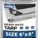 TARPAL 6x8 Feet Tarps Silver 10.5Mil Multipurpose Protective Cover Heavy Duty Tarp Waterproof, Snow or UV Protection, Durable Reinforced Edges