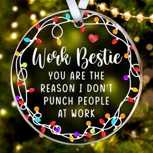 6 x HEXMOZ Work Besties Gifts for Women, Work Friends - Coworker Ornament - Christmas Coworkers Gifts, White Elephant, Secret Santa Office Ideas for Work Friends - Acrylic Ornament 2025