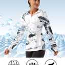 FKEEP Women's Polo Shirts Long Sleeve UPF 50+ Sun Protection Tennis Golf Workout Tops Sport Zipper V Neck (08 Ink Flowers)