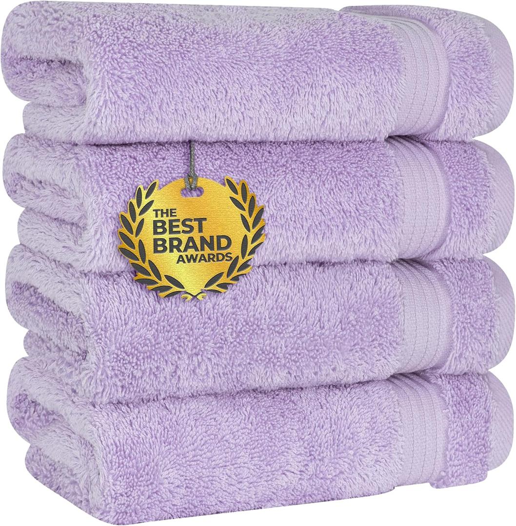 Cotton Paradise Hand Towels for Bathroom, 100% Cotton Turkish 4 Piece Hand Towel Set, Soft Absorbent Face Towels, Lilac Hand Towels