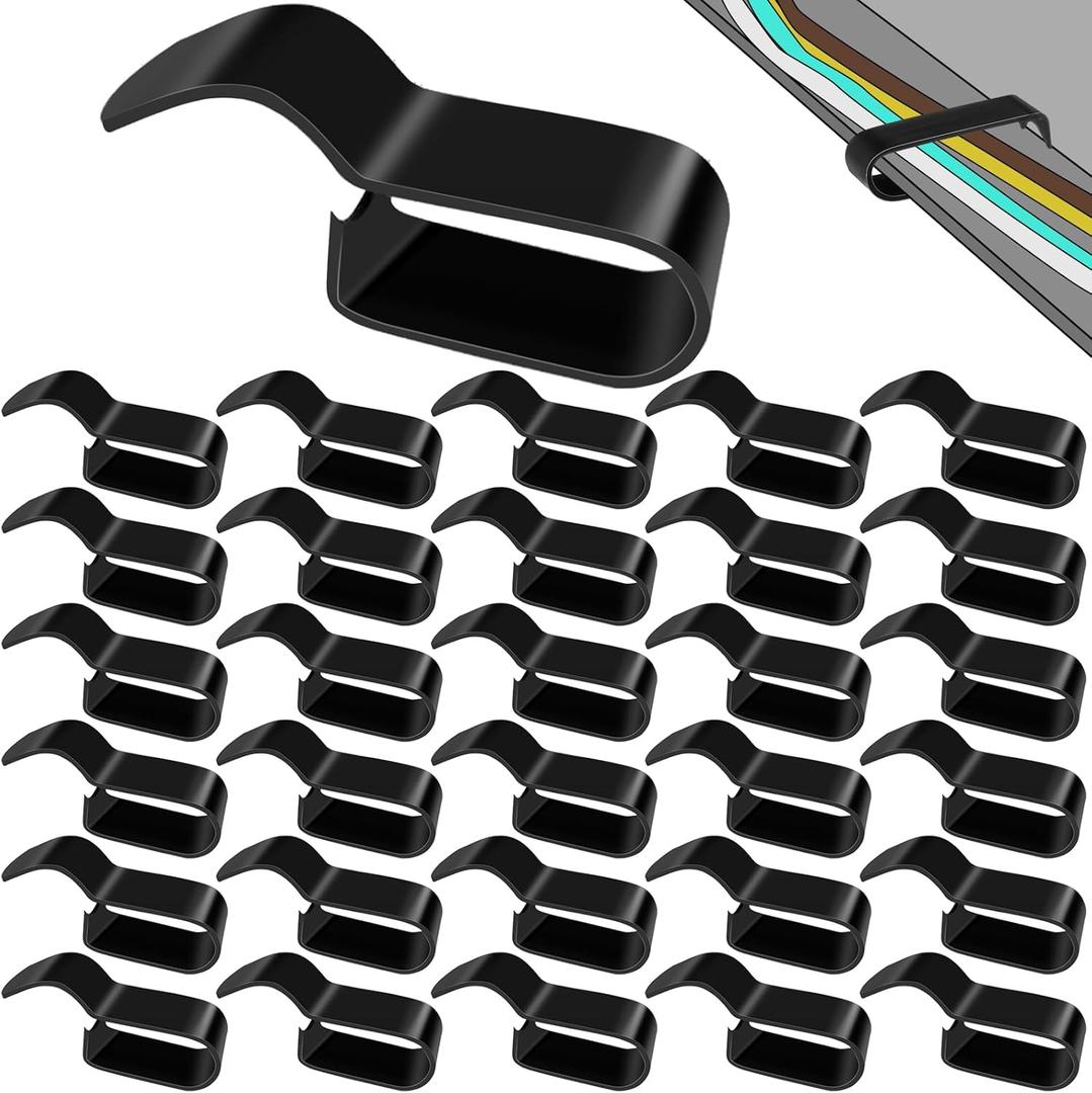 50 Pack Trailer Frame Wire Clips Black Push-On Chassis Wire Clips Anti-Corrosion Spring Steel Harness Fasteners for Automotive Boat Trailer or Marine Wiring Management (3/8'')
