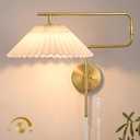 Plug in Wall Sconces Set of 2, Farmhouse Swing Arm Rustic Wall Lamp Decor