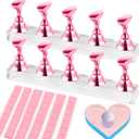 Nail Stand for Press Ons, Magnetic Fake Nail Holder for Painting Nails,Nail Stands for Nail Art with Reusable Putty Home Salon DIY Display Supplies (A-Pink)