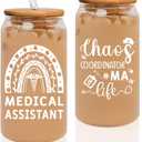 Medical Assistant Gifts for Women, Appreciation Graduation Gifts for MA Week, 16 oz MA Cup with Lid & Straw, Medical Assistant Birthday Christmas Presents