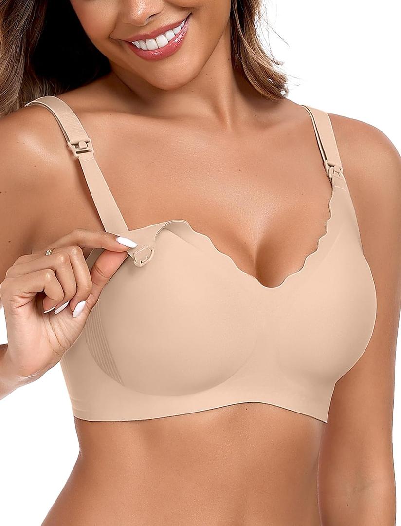 OEAK Nursing Bra for Breastfeeding Soft Supportive Maternity Bras Comfortable Wireless Pregnancy Bras Hands Free Pumping Bras, 4XL