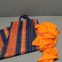Ophestin Womens Sexy Off Shoulder Tie Crop Top Ethnic Print Bell Pants Suspenders Set 2 Piece Outfits Jumpsuits Overalls Orange, Size XL