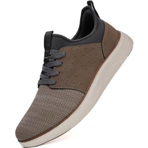 YOLARK Men Casual Dress Shoes Fashion Sneakers Lightweight Breathable Laceless Walking Shoes Gym Tennis Athletic (9.5, Khaki)