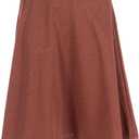 Dani's Choice Everyday High Waist A-line Flared Skater Midi Skirt (Brown, S)