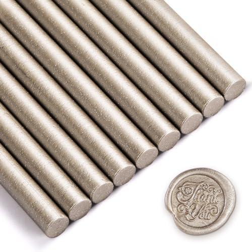Nuanchu 15 Pcs Glue Gun Sealing Wax Sticks Retro Vintage Wax Sticks for Seal Stamp and Letter for Wedding Invitations Card Envelope Christmas Holiday Gift Ideas (Champagne)