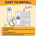 Uvital Big Button Phone for Seniors, Corded Landline Phone with 9 One-Touch Dialing Big Buttons, Hands-Free Calling, Loud Ringer, Easy to Use for Visually Impaired Telephone for Seniors
