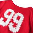 SOFIA'S CHOICE Women Off Shoulder T Shirt Oversized Cotton Graphic Tee Slouchy One Shoulder Top Loose Summer Shirt Red Number Medium (Red, M)