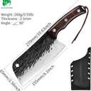 FULLHI Butcher Knife with Sheath, High Carbon Steel Kitchen Knife Vegetable Cleaver Chinese Cooking Knife, Full Tang Forged Chef Knife for Outdoor Camping BBQ (Brown)