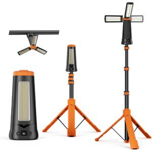 SKYFIRE Rechargeable Camping Light, 5500 Lumens LED Work Light with Detachable Tripod, 10000mAh Battery Powered, Solar Magnetic Waterproof Outdoor Light for Camping, Emergency, Construction Site