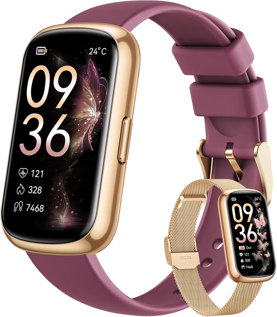 Health Fitness Tracker for Women Men: 24H Heart Rate Monitor Activity Trackers Blood Oxygen Sleep Step Calorie Tracking 5ATM Fitness Smart Watches for Woman Compatible with iPhone Android Gold-Gold (1.47)