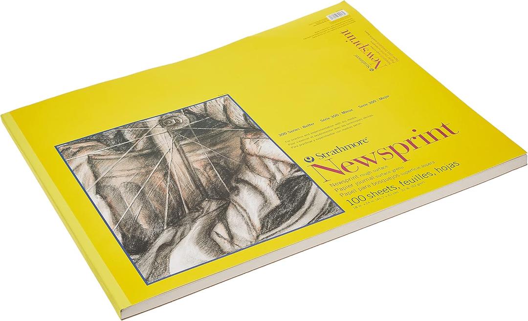 Strathmore 200 Series Tape Bound Newsprint Pad, 30 lb. Rough Paper, 18 X 24 inches, 100 Sheets (307-918)
