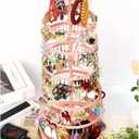 6 Tier Rotating Jewelry Organizer Stand, 230 Holes Earring Holder Organizer for Women Girls, Spinning Earring Tree with Ring Holder, Wide Base for Bracelets Watches Lipstick