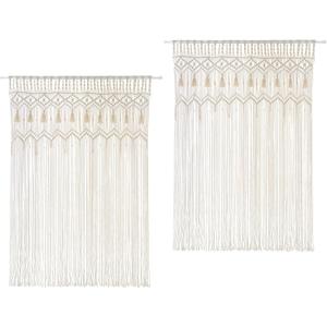 Mkono Macrame Curtain Large Boho Woven Wall Hanging Window Curtains Handmade Bohemian Decor for Window Doorway Closet Wedding Backdrop Arch Bedroom Living Room Apartment, 51''W x 70''L, Set of 2