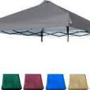 10x10 Canopy Replacement Top with Air Vent Silver Coated for Straight Leg Canopy Frame, (Dark Grey)