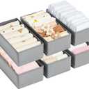 DIMJ Drawer Organizer Clothes - Underwear Organizer Small Sock Organizer Closet Organizers and Storage Box Dresser Drawer Dividers for Baby Clothes, Bra, Socks, Belt, Tie, Set of 6,Grey