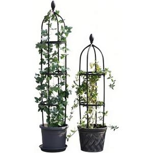 4-Tier Garden Obelisk Trellis for Climbing Plants, 57 Inches Tall Plastic Plant Tower Support for Outdoor Flowers and Vegetables