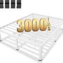 MAF 14 Inch Queen Metal Platform Bed Frame White with Round Corner Legs, 3000 LBS Heavy Duty Steel Slats Support, Noise Free, No Box Spring Needed, Easy Assembly