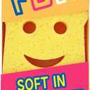 2 x 3-Pack Toast-Shaped Kitchen Dish Scrub Sponges, Temperature Controlled Colorful Non-Scratch Dual-Sided Cleaning Pads, Multipurpose Premium Cleaning Sponges for Kitchen, Bathroom & Household Use