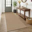 KOZYFLY 3x7 Washable Kitchen Runner Rug, Non Slip Wide Runners for Hallway, Cotton Entryway Runner, Braided Floor Carpet for Entry, Kitchen, Bedside, Hall, Orange Beige/Tan/Brown