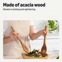Amazon Basics Wooden Cooking Utensils, 6-Piece Set, Acacia Wood, Pre Oiled, Cookware-Safe, Ideal for Nonstick