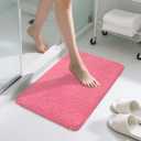 Bathroom Rugs Non Slip 30"x20", Absorbent Bath Mats Quick Dry, Shaggy Microfiber Bath Rugs, Extra Soft Plush, Machine Washable Bath Mats for Bathroom Floor, Tub and Shower, Pink