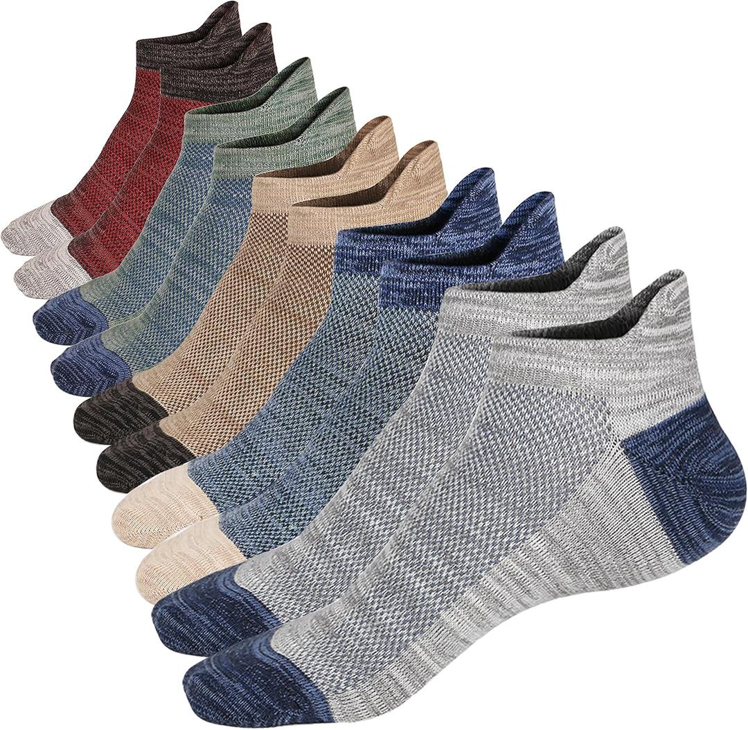 Ankle Low Cut Socks for Men/Women Short Cotton Casual Anti-Skid Moisture Wicking Socks (9-12, 5-pack Assorted Colors)